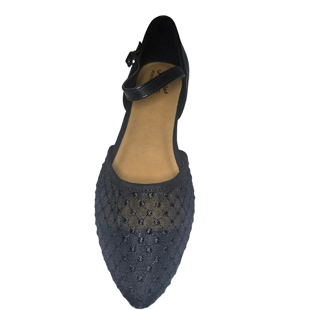 Seychelles Mavis Black Mesh Lace Mary Jane Wedge Heels Womens 9W N50826FWY